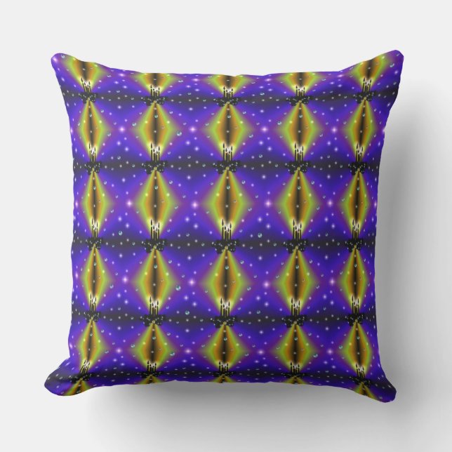 Almofada Xmas Artdeco no Arco Amarelo Roxo (Frente)