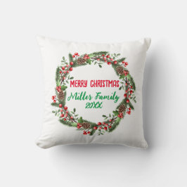 Almofada Xmas Personalizados da Família Wreath Natal Modern