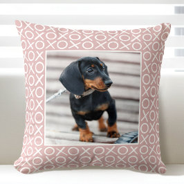 Almofada XOXO Pincelada Personalizada Foto de Cachorro Rosa