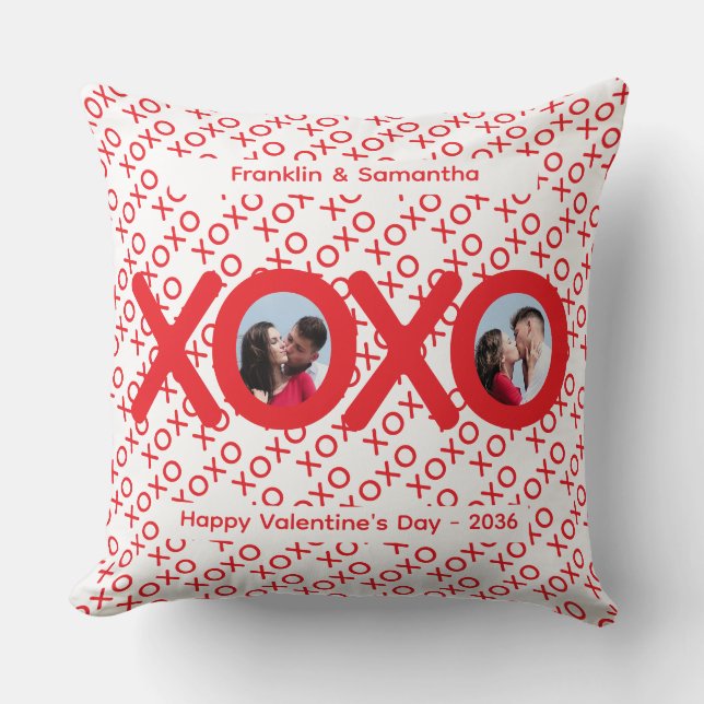 Almofada XOXO Red Valentine's Day Photo Throw Pillow (Frente)