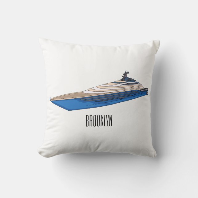 Almofada Yacht cartoon illustration (Frente)