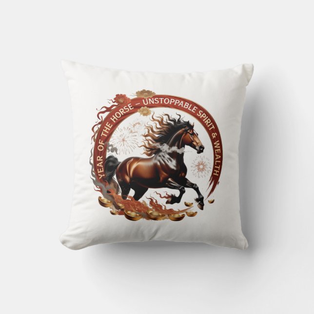 Almofada Year of the Horse Flame, Lunar Zodiac Gift (Frente)