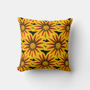 Almofada yellow and red daisy flower with stripes