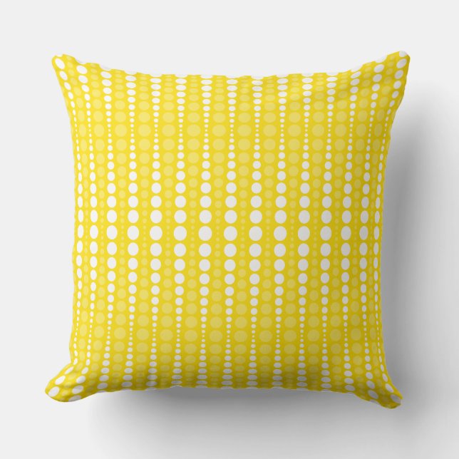 Almofada Yellow and White Polka dot Throw Pillow (Frente)