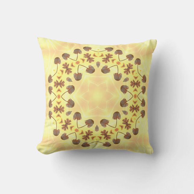 Almofada Yellow Floral Abstract Throw Pillow (Frente)
