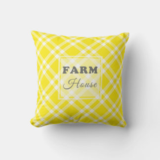 Almofada Yellow Gingham, fazenda moderna