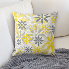 Almofada Yellow Gray Flower Graphic Pattern