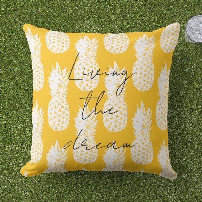 Almofada Yellow pineapple pattern big outdoor pillow (Grama)