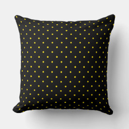 Almofada Yellow Polka Dot on Black Throw Pillow