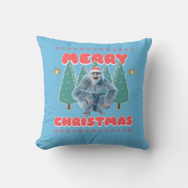 Almofada Yeti Engraçado - Feliz Natal (Frente)