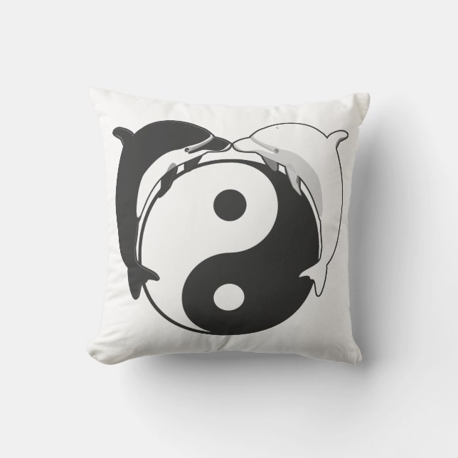 Almofada Yin Yang Dolphins Black/White (Frente)