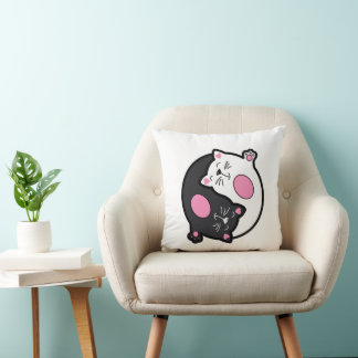 Almofada Yin Yang Gatos Adormecidos em Preto e Branco