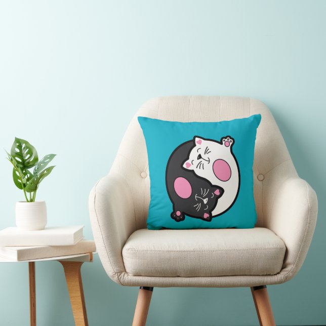 Almofada Yin Yang Gatos Adormecidos em Preto e Branco  (Cadeira)