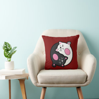 Almofada Yin Yang Gatos Adormecidos em Preto e Branco