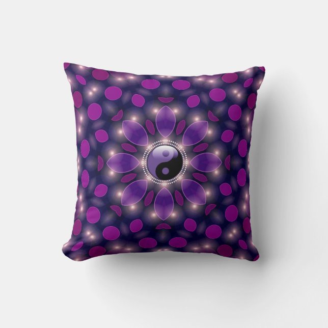 Almofada Yin Yang New Age Ambient Energy Purple Cushières (Frente)