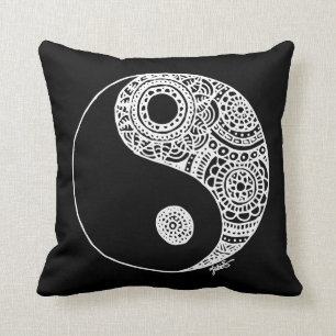 Almofada Yin Yang preto e branco moderno