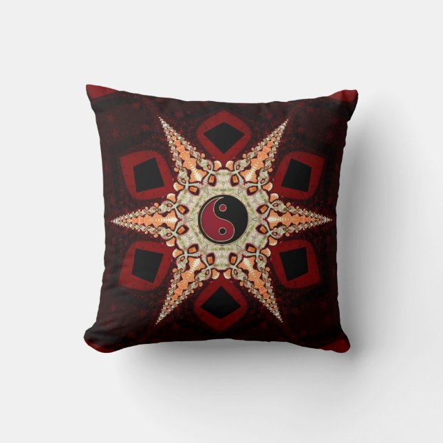 Almofada Yin Yang Star Dark Red+Black Cushion / Travesseiro (Frente)
