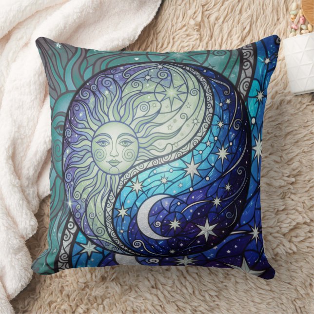 Almofada ying yang moon and sun throw pillow (Cobertor)