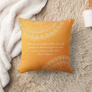 Almofada Yoga Meditação Professor Laranja Dourado Mandala C
