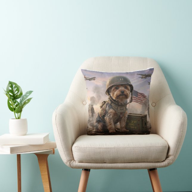Almofada Yorkie Dog Edition | Special Forces Throw Pillow  (Cadeira)