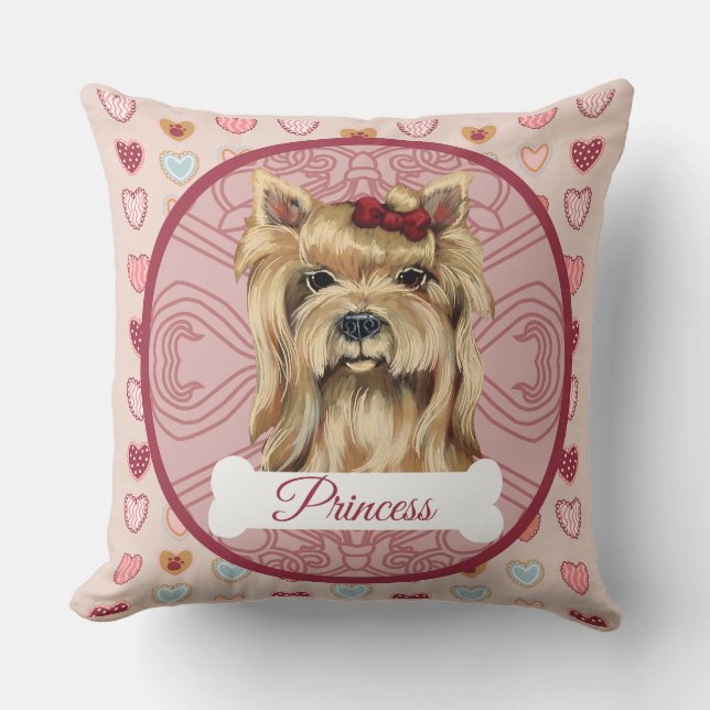 Almofada Yorkie Personalize Valentine Pillow (Frente)