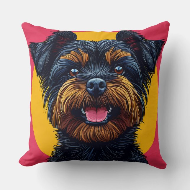 Almofada Yorkshire Terrier Contra um Fundo Brilhante (Frente)