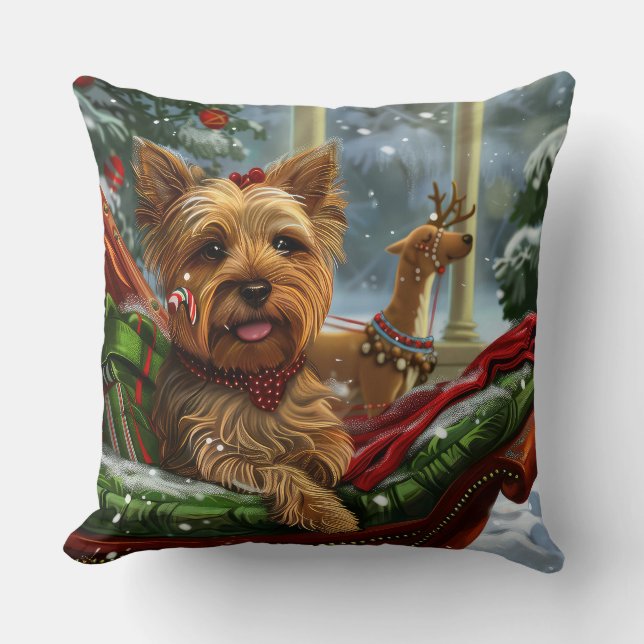 Almofada Yorkshire Terrier Dog Natal Festivo (Frente)