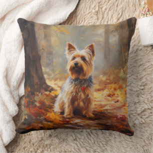 Almofada Yorkshire Terrier em Autumn Leaves Cai Inspire