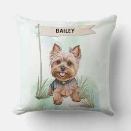 Almofada Yorkshire Terrier Watercolor Personalized Dog