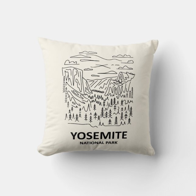 Almofada Yosemite National Park Line Art (Frente)