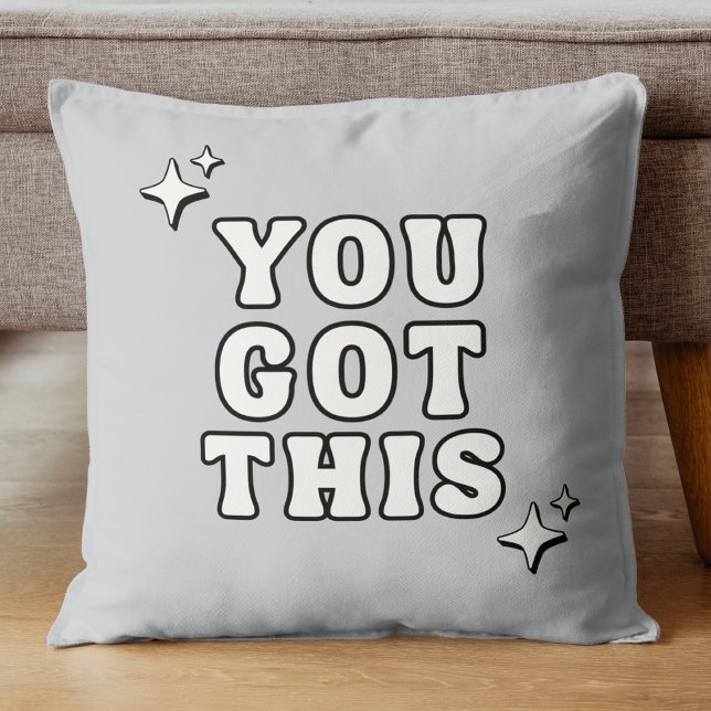 Almofada You Got This Motivational Quote Retro Gray (Criador carregado)