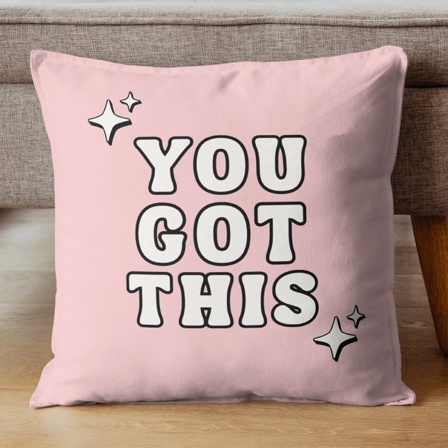 Almofada You Got This Motivational Quote Retro Pink (Criador carregado)