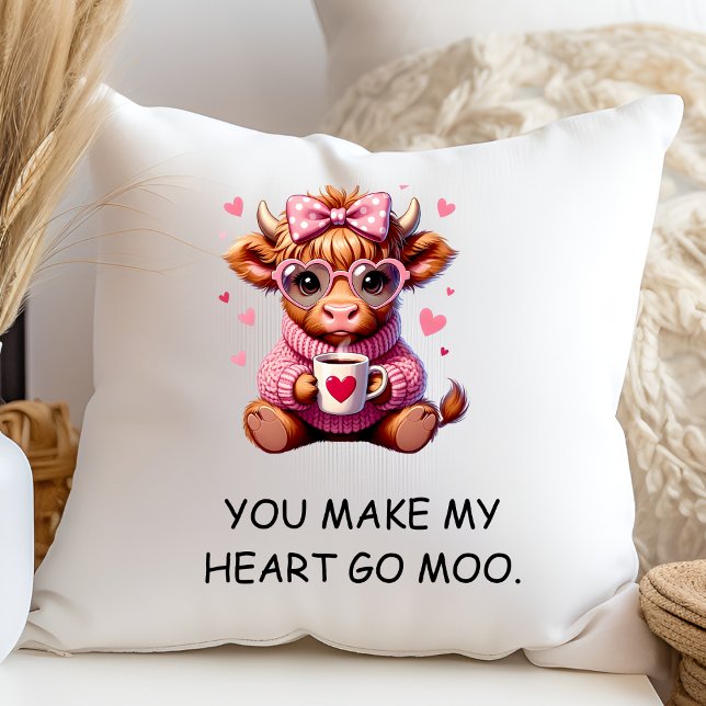 Almofada You Make My Heart Go Moo Funny Valentines  Day (Criador carregado)