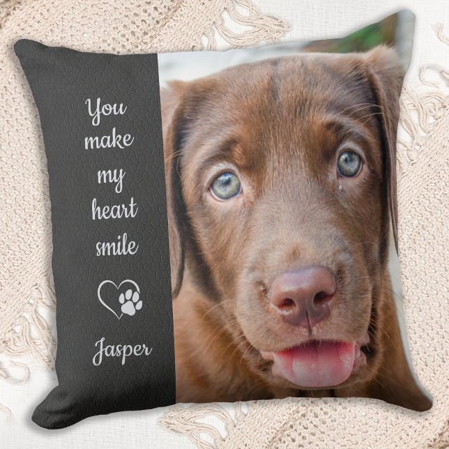 Almofada You Make My Heart Smile Pet Dog Lover Custom Photo (Criador carregado)