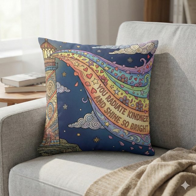 Almofada You Radiate Kindness Photo Throw Pillow (Empower someone special with this, "You radiate kindness and shine so bright" photo pillow!)