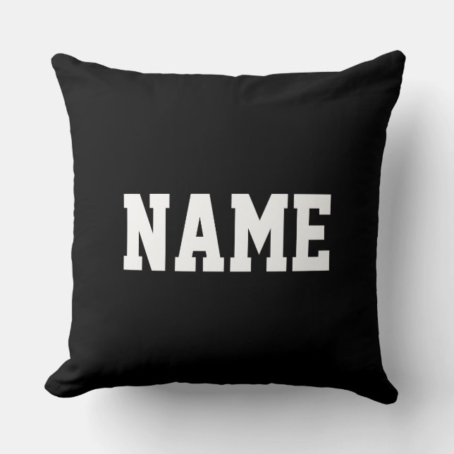 Almofada YOUR NAME Fun Athletic Text On Bold Modern Black (Frente)