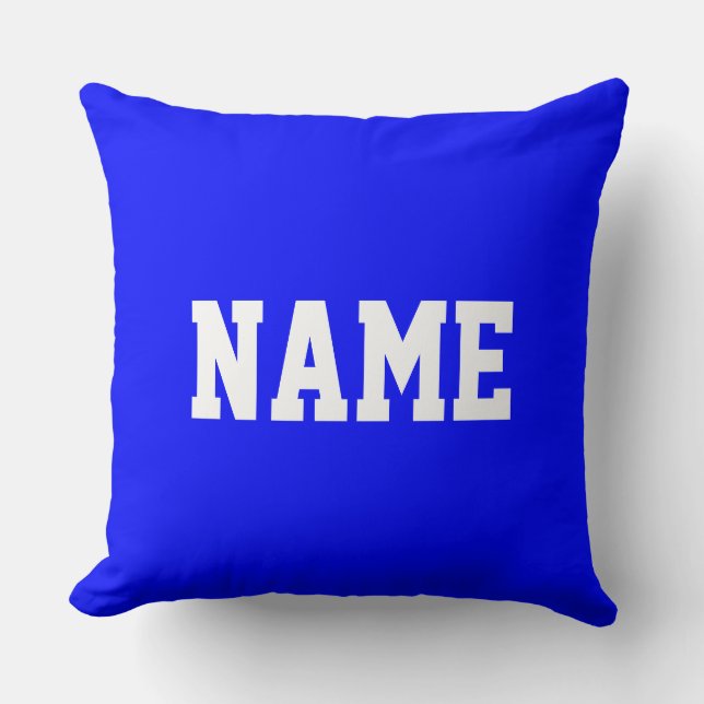 Almofada YOUR NAME Fun Athletic Text On Bright Royal Blue (Frente)
