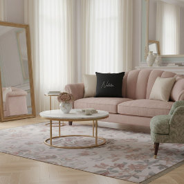 Almofada  Your name script elegant chic black and white 