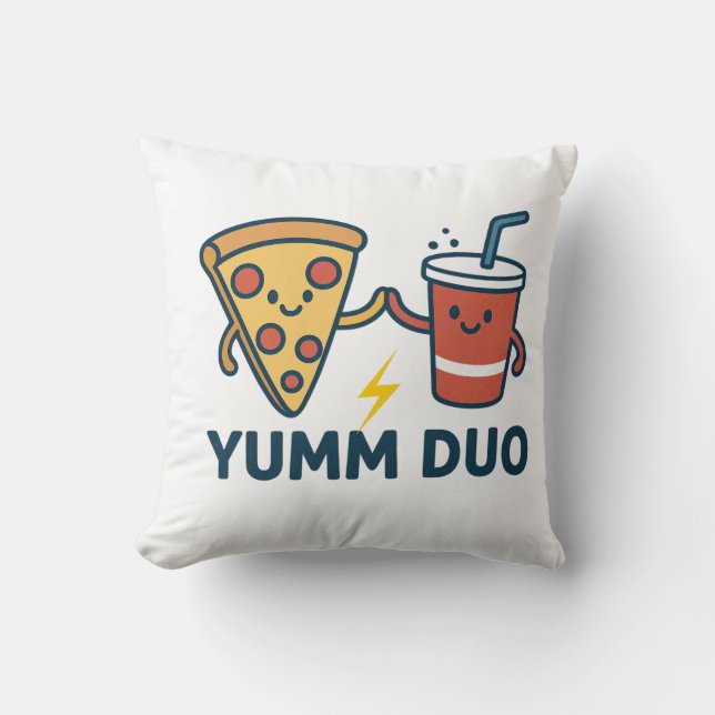 Almofada Yumm Duo Pizza e Soda Cute Cartoon (Frente)