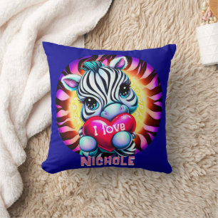 Almofada Zebra Adorável Segurando Coração