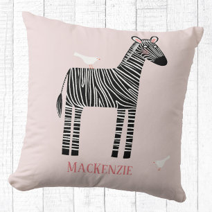 Almofada Zebra Cura Personalizada Rosa Esbranquiçada
