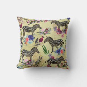 Almofada Zebra de flor selvagem