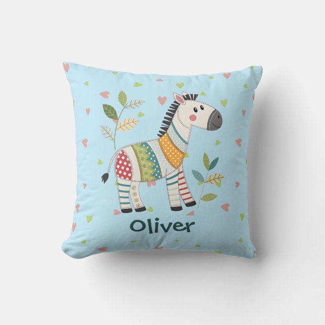 Almofada Zebra de Patchwork Fofa (Frente)