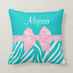 Almofada Zebra do arco do rosa da cerceta personalizada