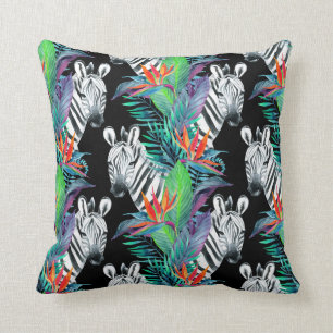 Almofada Zebra e teste padrão de flores exótico