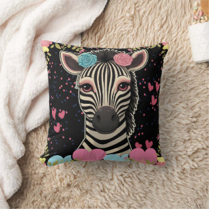 Almofada Zebra Floral Heart Impressão