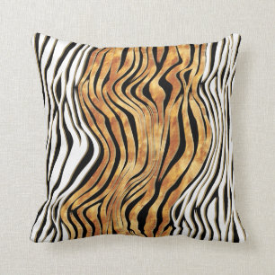 Almofada Zebra listra impressão animal preto-e-branco-lara