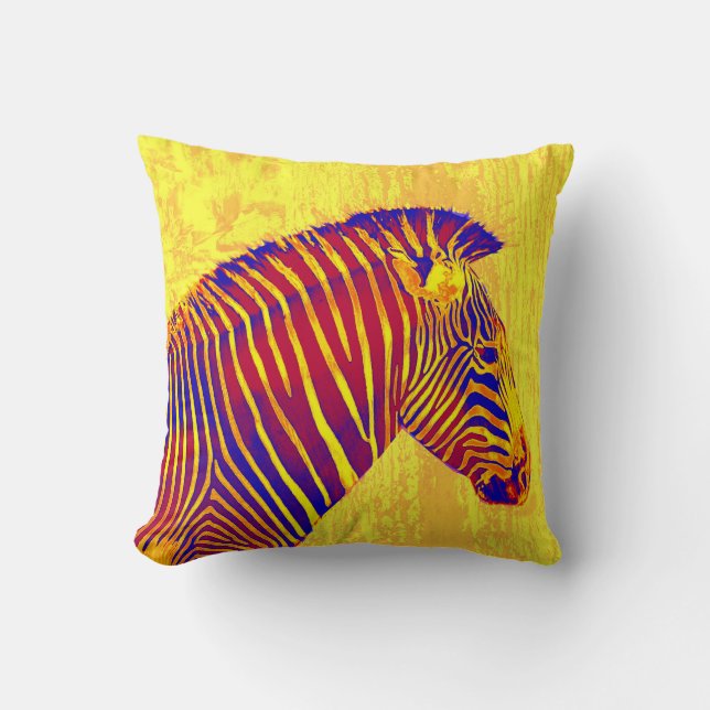 Almofada zebra neon-amarela, vermelha (Frente)
