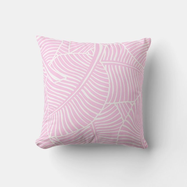 Almofada Zebra Palm Hawaii - Rosa Tropical e Prata (Frente)