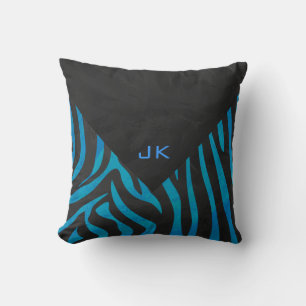 Almofada Zebra Preta e Azul com Monograma